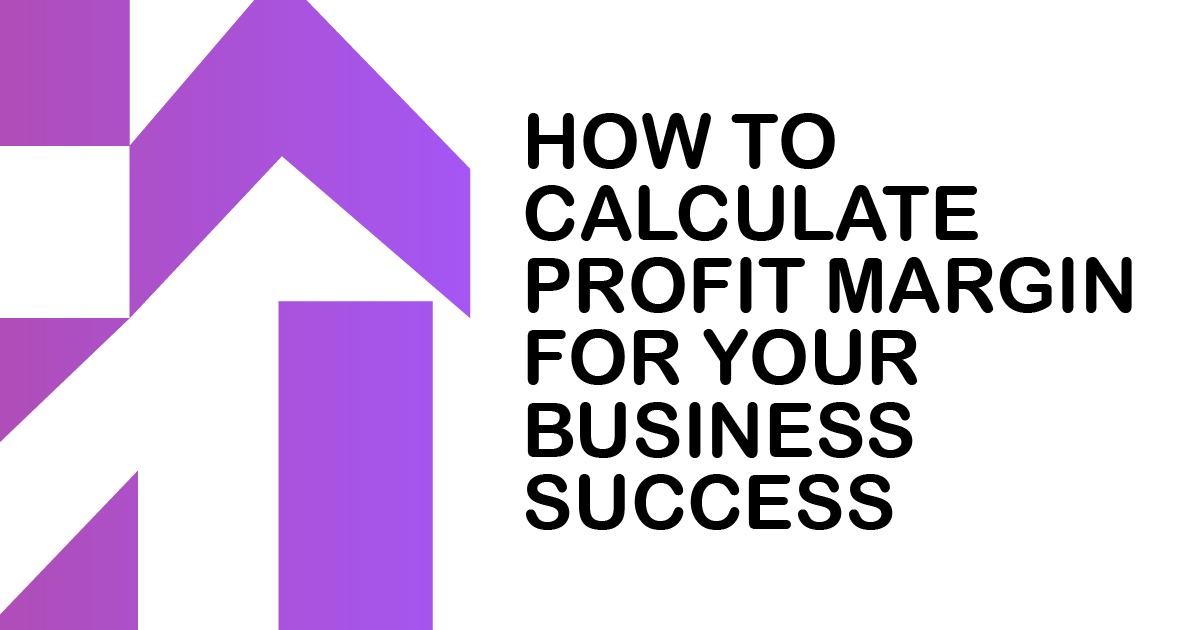 How to calculate profit margin for business success with upward growth arrow graphic